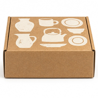Boîte d'expédition pliable en carton ondulé kraft imprimé pour la vaisselle en céramique, les tasses, les assiettes, les bols et les services à thé