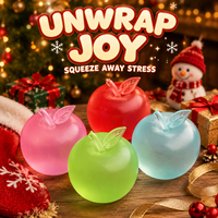 Jelly en forme de pomme de Noël, jouet anti-stress TPR souple à presser, 4 couleurs, 200g, cadeau de Noël, vente en gros pour les détaillants
