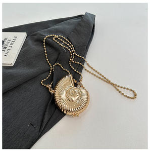 Or argent fronde coquille sacs fête mariage escargots sacs à bandoulière pour femmes conque sac à main zine alliage petit mignon chaîne embrayages 2024 - Product Image 2