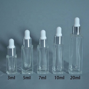 Square Custom Empty Skin Care Serum Glass <b>Dropper</b> <b>Bottle</b> Amber Essential Oil <b>Bottle</b> With White <b>Dropper</b> - Product Image 3