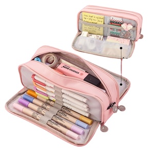 Large Capacity Canvas Pencil Case Student Multi Functional Double Layer Stationery Bag Novelty Type