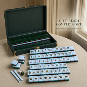 Ensemble de mahjong américain en acrylique vert pailleté de luxe, tuiles de mahjong gravées de motifs floraux personnalisés avec boîte - Product Image 2