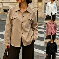 Veste décontractée ample en faux daim pour femme, style streetwear transfrontalier euro-américain, à manches longues, avec poches à revers