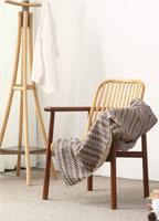 Chaise de salle à manger moderne et minimaliste en agate, rotin et teck pour salon et balcon