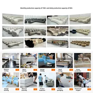 Ensemble de canapés en tissu Bessel minimaliste italien, salon, villa, grand appartement, sol modulaire, housse en flanelle, personnalisation haut de gamme - Product Image 3