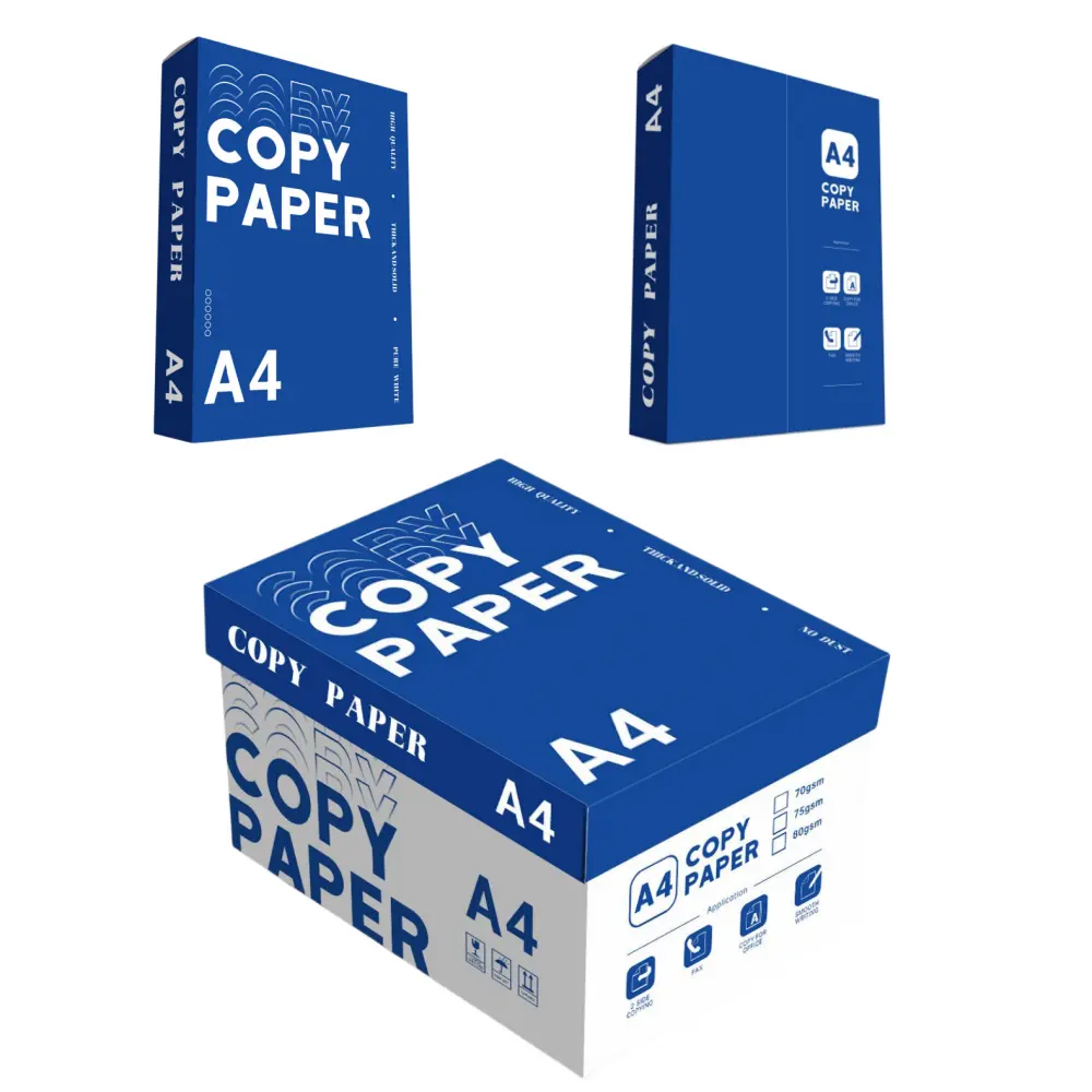 Papel de papel duplo A4 para escritório, papel de papel para copiar, fornecedor de papel de papelaria A4 70gsm 75gsm 80gsm, preço mais baixo, para exame de campus de escritório, 80gsm