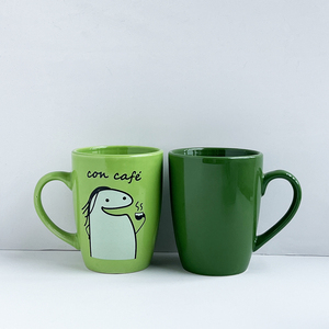 Juego de <span class=keywords><strong>Tazas</strong></span> de Cerámica Verde con Diseño de Memes de Dibujos Animados, Taza de Café Color Verde Oliva Oscuro, Vajilla para el Segmento de Logística Comercial - Product Image 1
