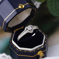 Bagues ou alliances tendance en argent sterling 925 de luxe pour femmes, plaquées platine, double cœur en zircon, BD0414