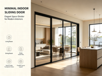 Porte coulissante en verre minimaliste de style chinois haut de gamme, étanche, simple vitrage, pour villa, maison ou usage commercial