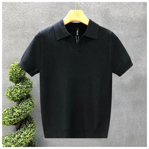 เสื้อยืดผู้ชายผ้าคอตตอนแท้ 100% น้ำหนัก 240 กรัม ระบายอากาศได้ดี แห้งเร็ว ผ้าถักลายบิดเกลียว ตกแต่งด้วยคริสตัล แขนสั้น สไตล์ลำลอง ป้องกันรอยยับ สำหรับฤดูร้อน - Product Image 4
