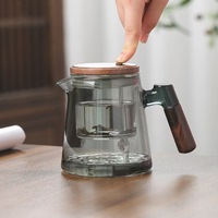 Théière en verre borosilicate résistant à la chaleur, bouilloire à thé, tasse de séparation thé-eau à un clic, gadget de préparation du thé pour la maison