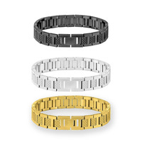 Bracelet magnétique en acier inoxydable noir 316L, bracelet en acier inoxydable avec émail vert et peau de crocodile