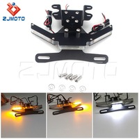 Motorrad-Kennzeichenhalter mit Bernsteinfarbenem LED-Blinker, Hinteres Weißes Kennzeichenlicht, Heckverkleidung für Yamaha FZ-07 MT-07 2014-2020