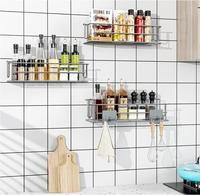 HOMEDEC Lot de 3 paniers de douche adhésifs modernes à suspendre en acier inoxydable, double niveau, écologiques et durables, pour salle de bain