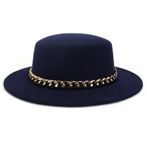 Vintage Fedora Hoed Volwassen Wolvilt Hoed Klassieke Platte Top Hoed Voor Volwassen