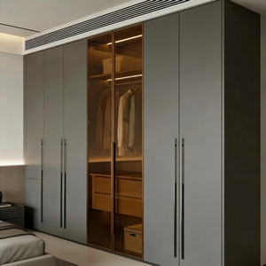 Armario <span class=keywords><strong>de</strong></span> Dormitorio BALOM Moderno, Personalizado, Minimalista, Versátil, Ecológico, <span class=keywords><strong>de</strong></span> Gran Capacidad, con Revestimiento <span class=keywords><strong>de</strong></span> Madera y Vidrio - Product Image 2