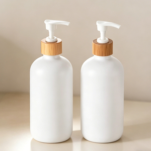 Anneau en bambou noir blanc shampooing en plastique bouteille vide matériau PET pour stocker le shampooing pour emballage cosmétique - Product Image 3