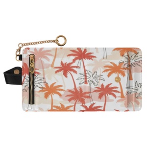 Portefeuille court personnalisé en cuir PU pour femme avec fermeture éclair, motif palmier, blocage RFID, étanche, portable, porte-cartes avec porte-clés - Product Image 3
