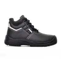 Black Rubber Leather Work Shoes for Men