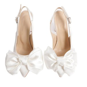 Scarpe da Sposa Bianche <span class=keywords><strong>con</strong></span> <span class=keywords><strong>Tacco</strong></span> Alto 8 cm e Fiocco, Scarpe Singole da Donna per Cerimonie - Product Image 2