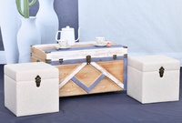 Ensemble de coffres de rangement en bois faits à la main de style européen (3 pièces) pour la décoration de la maison, les vêtements, les aliments, les jouets, l'organisation