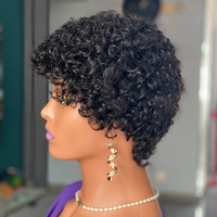 Perruques Courtes Bouclées en Cheveux Humains Tendance, Perruque Faite à la Machine en Cheveux Naturels Xuchang, Coiffure Bouclée en Laine, 0,12 kg