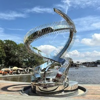Sculpture paysagère en acier inoxydable poli, durable, écologique, de luxe, pour décoration extérieure de jardin, idéale pour bureaux de vente et places publiques