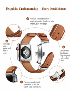 สายนาฬิกาหนังแท้เกรดพรีเมียม Upro Luxury พร้อมหัวเข็มขัดแบบผีเสื้อ สำหรับ Apple Watch Ultra 11 10 9 8 SE - Product Image 2