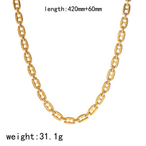 Stainless Steel Necklace And <b>Bracelet</b> <b>Set</b> Geometric Chain Jewelry Unisex Fashion Accessory - Product Image 5