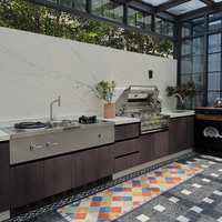 Îlot de barbecue professionnel en acier inoxydable SUS304, étanche, avec conception CAD gratuite 48H, pour cuisine extérieure modulaire de luxe dans la cour.