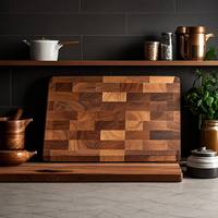 Planche à découper en bois d'acacia massif avec rainure pour les jus, écologique, pour la cuisine, la viande et les légumes