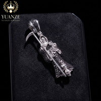 Crâne de Grim Reaper en Moissanite Noire pour Hommes, Style Hip Hop, Mode, Fête, Vente en Gros