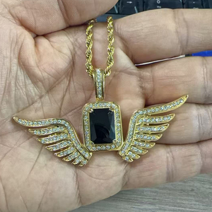 Liontin Sayap Malaikat Warna-warni SN280 Berlapis Emas dengan Rantai Tali Hip Hop dari Baja Anti Karat, Perhiasan Unisex, Hadiah Pesta - Product Image 6