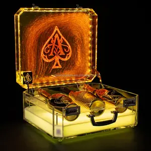 Discoteca LED illuminato oro scintillante sabbie mobili animato Ace of Spade Champagne Glorifier vetrina valigia bottiglia presentatore