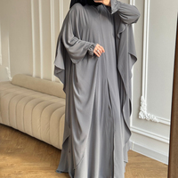 Ensemble Abaya Deux Pièces Sur Mesure en Soie de Médine, Manche à Volants et Poches, Robe Modeste Musulmane pour Femme, Vêtement Islamique Élégant en Gros