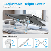 Support de téléphone portable magnétique portable, trépied réglable sur 6 niveaux, support pour ordinateur portable, multifonctionnel pour la maison et le bureau