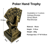 Trophée de poker en résine en gros, couleur bronze rouge, récompense pour les vainqueurs de tournois professionnels et les experts en soirées poker