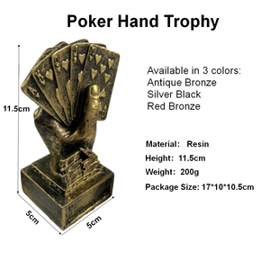 Trofeo in Resina a Forma di Mano di Giocatore di Poker, Colore Bronzo Rosso, Premio per Tornei Professionali e Serate di Poker - Product Image 2