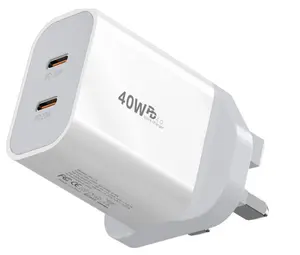 40W UK Dual USB Type C PD Wall Travel Charger Power Adaptor