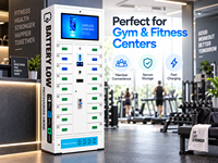 Casier de recharge pour smartphone assemblé pour centre de fitness, stockage sécurisé, compartiments personnalisables, écran tactile, libre-service