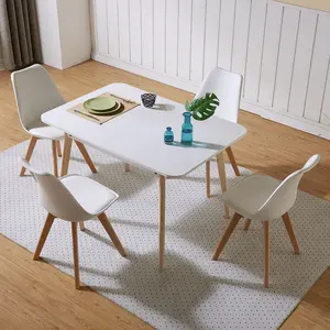 Ensemble de table à manger blanc avec 6 chaises de salle à manger bjflamingo chaises à manger avec pieds en bois de hêtre massif