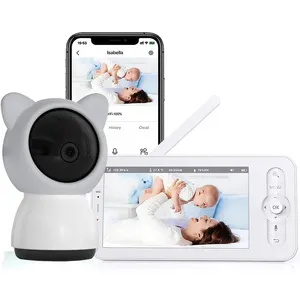 NEW 5" Video Baby Monitor 2.4GH WiFi 1080P Camera Night Vision Motion And Sound Notifications Humidity Support Phone App Control