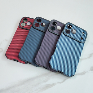 เคสโทรศัพท์ลายเส้นเฉียงคลาสสิก วัสดุวีเนียร์ PU คาร์บอนไฟเบอร์ ป้องกันการกระแทก สำหรับ <span class=keywords><strong>iPhone</strong></span> 18 Pro Max 17 Air 16 15 <span class=keywords><strong>Plus</strong></span> - Product Image 2
