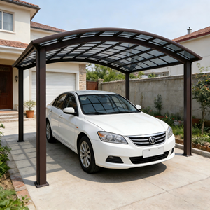 Abri moderne en aluminium avec auvent transparent en polycarbonate, imperméable, pour usage extérieur résidentiel et stockage polyvalent - Product Image 1