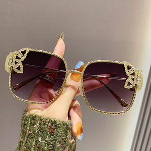 Butterfly Sunglasses Women Square <b>Large</b> <b>Frame</b> Gold Metal UV400 PC Lens Outings Cycling Driving Parties - Product Image 2