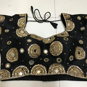 Blouse de soirée traditionnelle ethnique ornée de pierres scintillantes, sari entièrement cousu et rembourré, design à fermeture dorsale facile, multi-tailles - Product Image 1