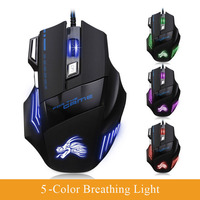 Souris de jeu filaire optique LED RGB 7 couleurs à respiration lumineuse, personnalisable 7D, pour droitier, idéale pour le bureau et le gaming (vente en gros)