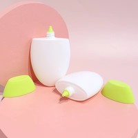 Flacon cosmétique ovale en plastique PP personnalisé pour crème solaire et lotion visage 70 ml, avec buse, design compressible, protection UV