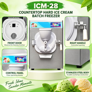 Máquina de helado duro para mostrador, congelador de gelato por lotes, 36-48L/h, cilindro de 12L, 2.0KW, 110V 220V, para restaurante ICM-28 - Product Image 4