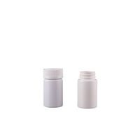 Bouteille en plastique PET blanche de 60 cc, hermétique, étanche à l'eau et à l'humidité, à parois droites, avec bouchon à vis interne à large ouverture